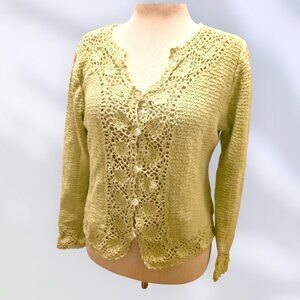 Vintage Hand Knit Crochet Christopher Banks Cardigan